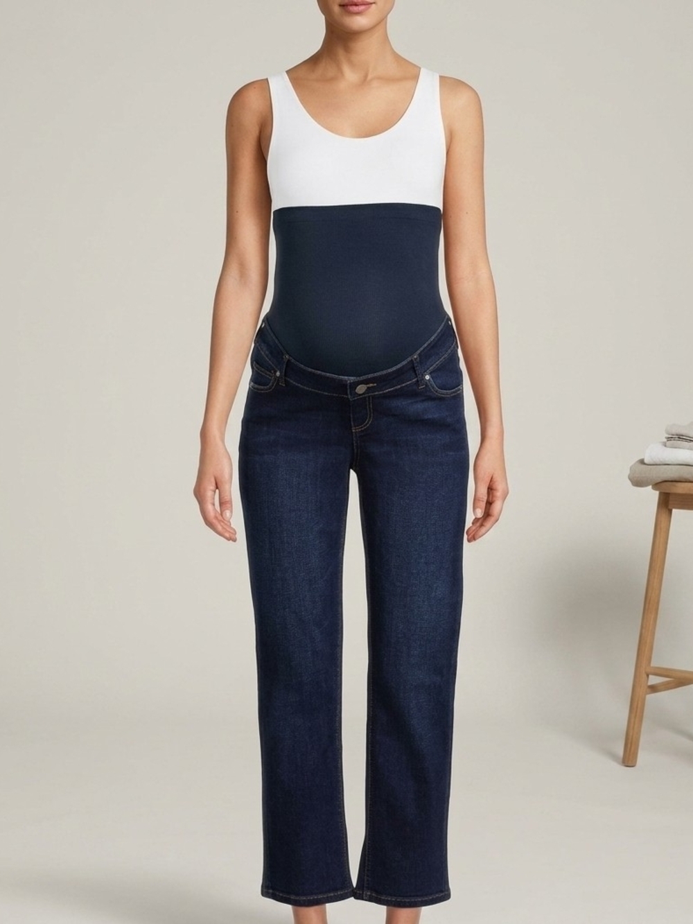 Time and Tru Dark Navy Straight-Leg Maternity Jeans Size XL (16-18)
